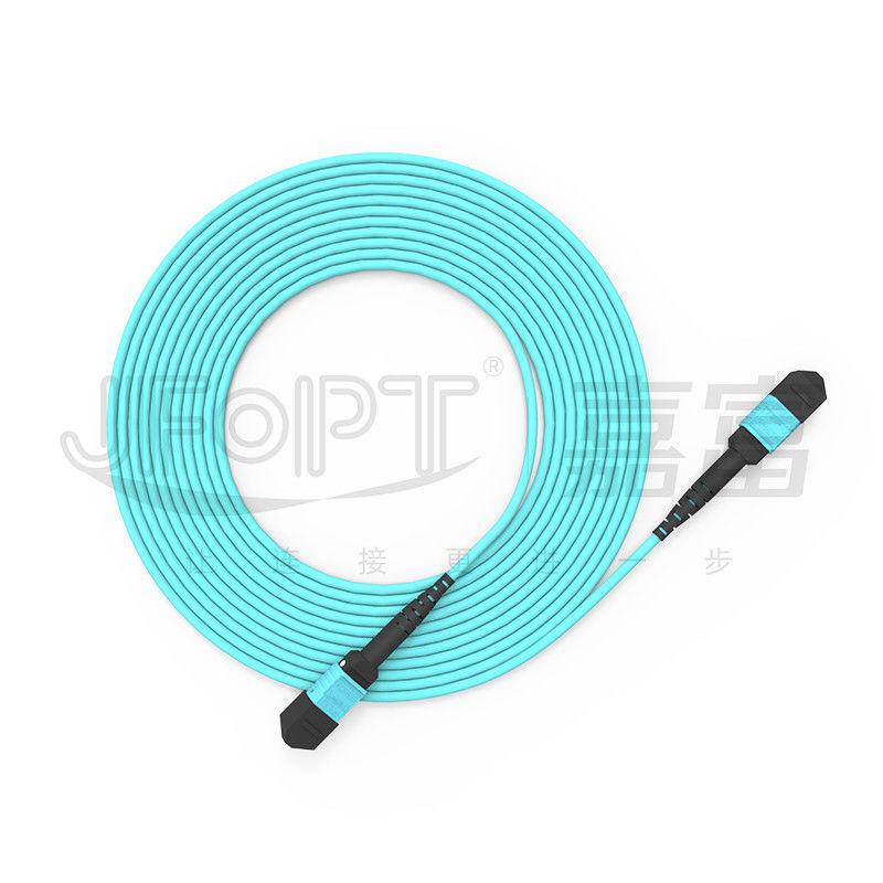 3.0 میلی متر LSZH Aqua MTP پچ سیم 16 هسته ای فیبر جامپر OM3 OM4 OM5 چند حالته