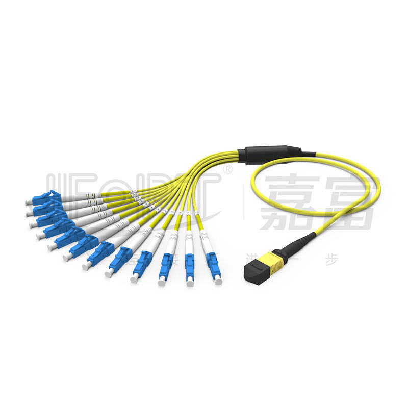 کابل 12 فیبر دوبلکس MPO Breakout MPO-LC/SC/FC/ST چند حالته 50/125 3.0mm LSZH Aqua