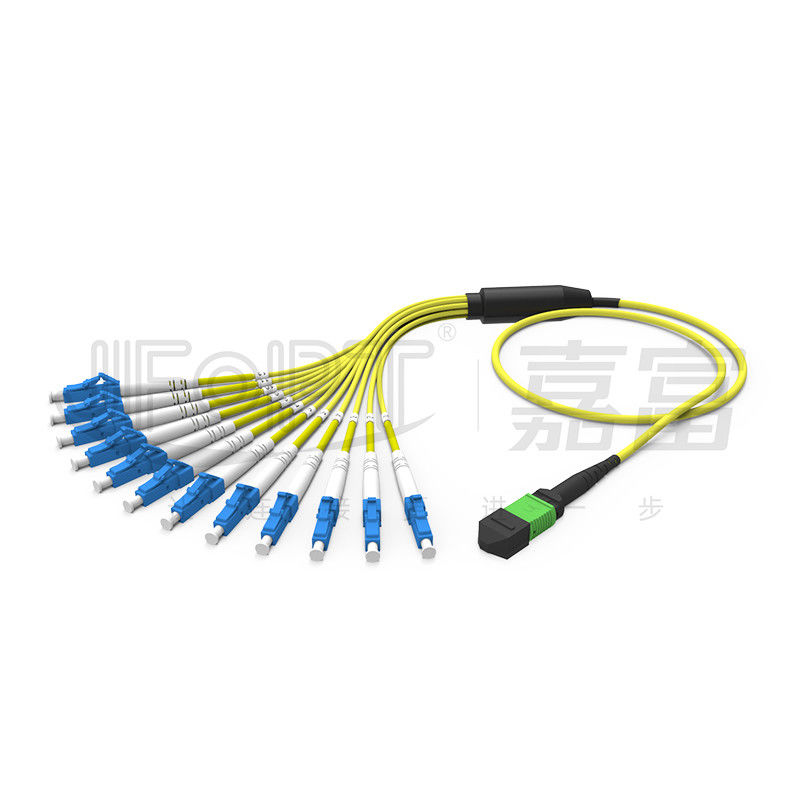 کابل 12 فیبر دوبلکس MPO Breakout MPO-LC/SC/FC/ST چند حالته 50/125 3.0mm LSZH Aqua