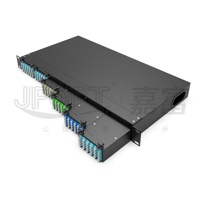 پچ پنل فیبر مانت رک 6 عدد کاست MPO با 1 عدد 24 هسته یا 2 عدد کابل 12 هسته MPO-LC