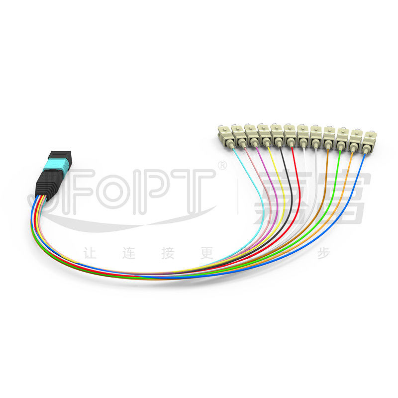 کابل برک آوت 0.3 متری OM3 MPO MPO / PC - SC / APC کم اتلاف 0.9 میلی متر شاخه وصله سیم