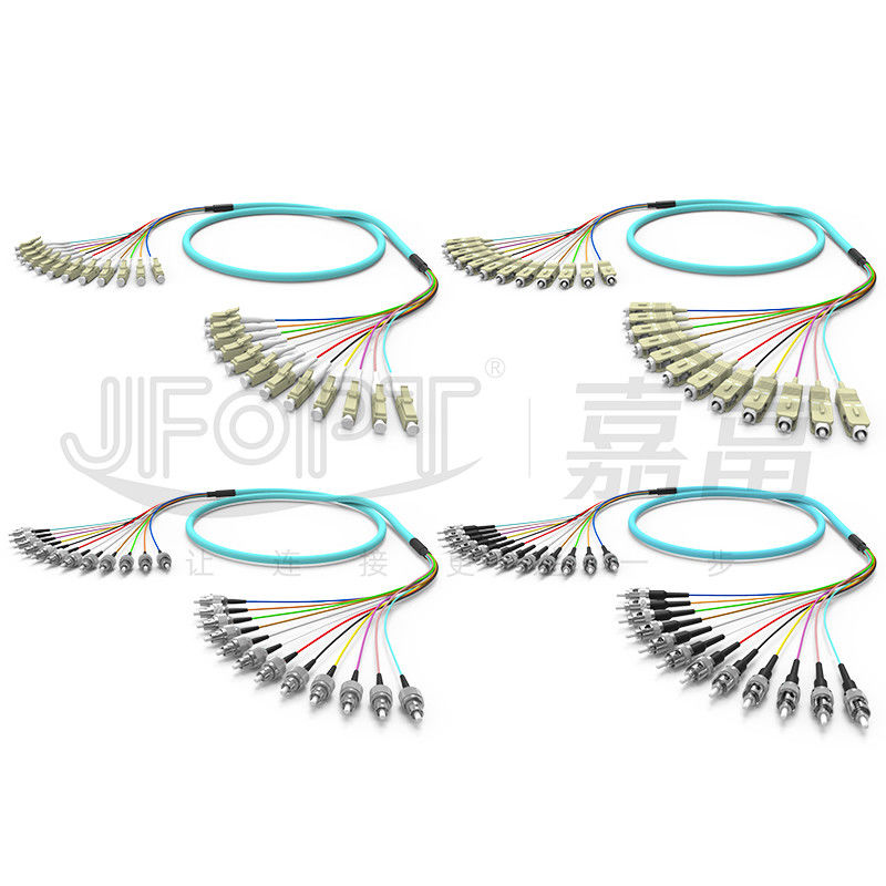 10 گیگابیت ربن شاخه مولتی مود پیچ کابل 2-24 هسته OM3/OM4 آکو LSZH شاخه 2.0/3.0mm