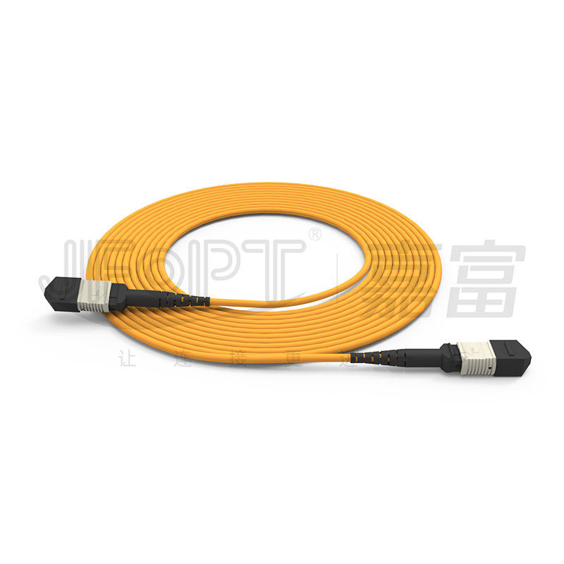 850nm Multimode Low Loss Ferrule MPO Trunk Cable سیم پیچ فیبر نوری چند هسته ای