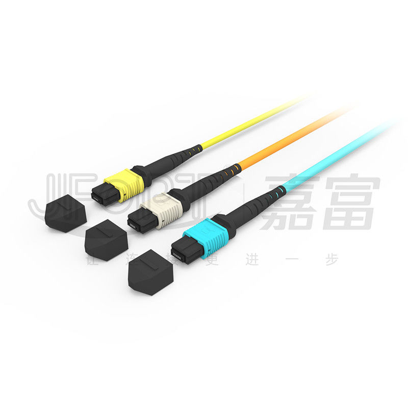 850nm Multimode Low Loss Ferrule MPO Trunk Cable سیم پیچ فیبر نوری چند هسته ای