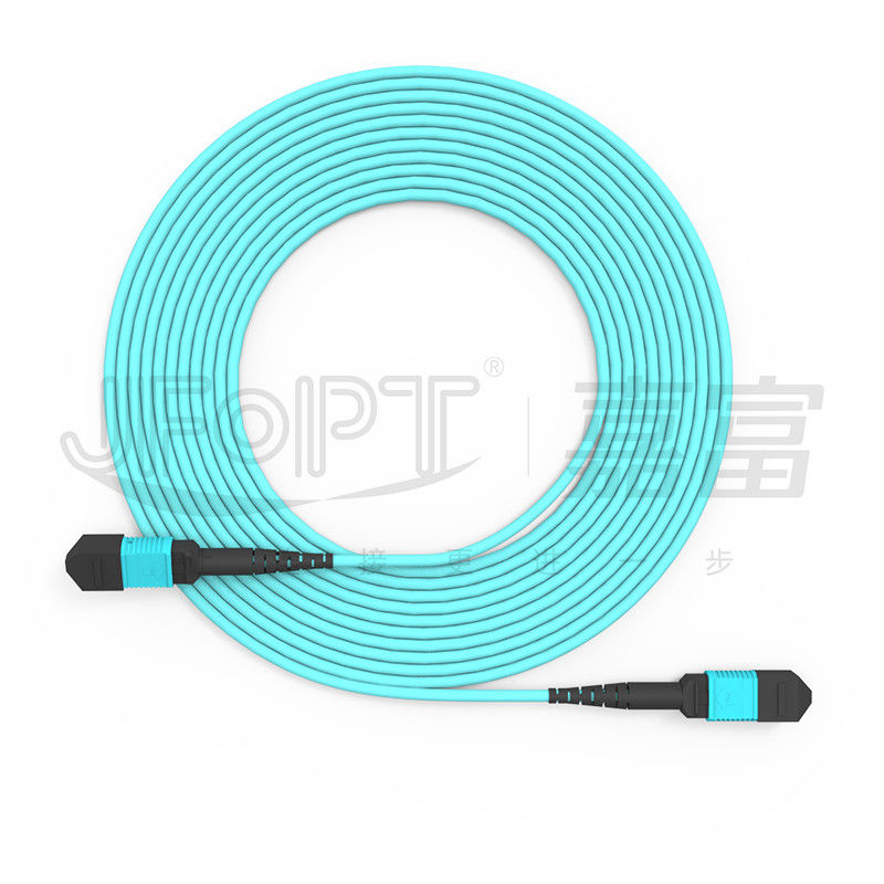 کابل اصلی MPO-MPO Aqua Round Boot Fiber Optic Pigtail Patch Cord برای راه حل های شبکه ای متنوع