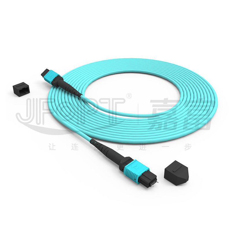 کابل اصلی MPO-MPO Aqua Round Boot Fiber Optic Pigtail Patch Cord برای راه حل های شبکه ای متنوع