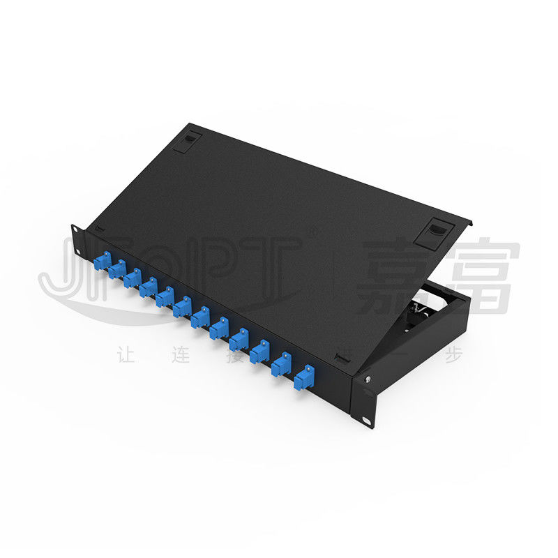 LC / SC / FC / ST قفسه نصب فیبر پیچ پانل 12/24core با 19 اینچ اندازه دکمه درب باز کردن