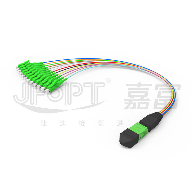 MPO-LC 0.9mm 12Cores Breakout Cable طول سفارشی SM G657a1 فیبر چند فیبر ماژول جعبه آداپتور سیم پیچ
