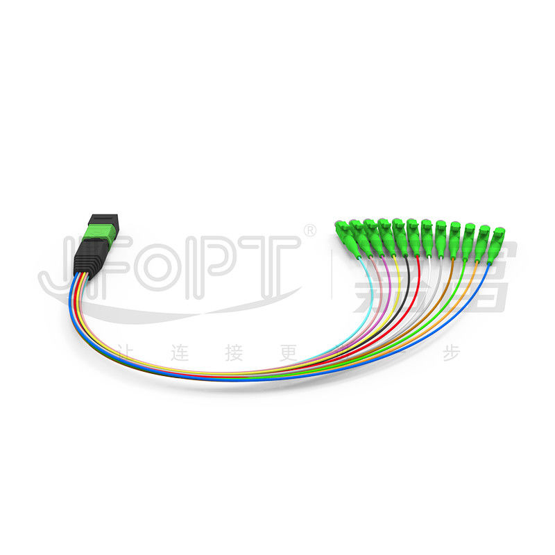 MPO-LC 0.9mm 12Cores Breakout Cable طول سفارشی SM G657a1 فیبر چند فیبر ماژول جعبه آداپتور سیم پیچ