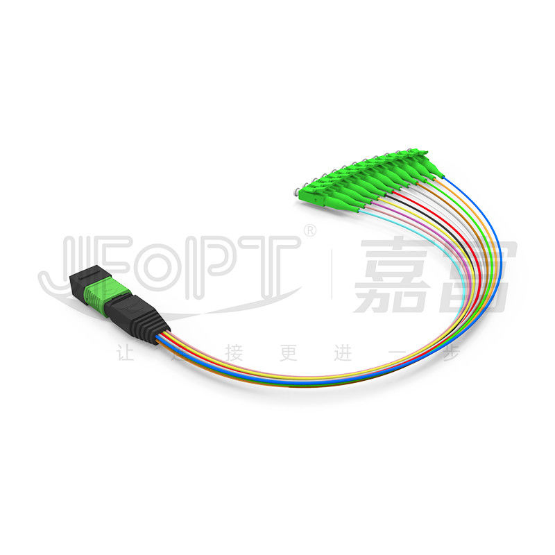 MPO-LC 0.9mm 12Cores Breakout Cable طول سفارشی SM G657a1 فیبر چند فیبر ماژول جعبه آداپتور سیم پیچ