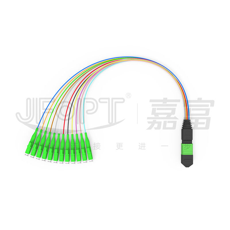 MPO-LC 0.9mm 12Cores Breakout Cable طول سفارشی SM G657a1 فیبر چند فیبر ماژول جعبه آداپتور سیم پیچ
