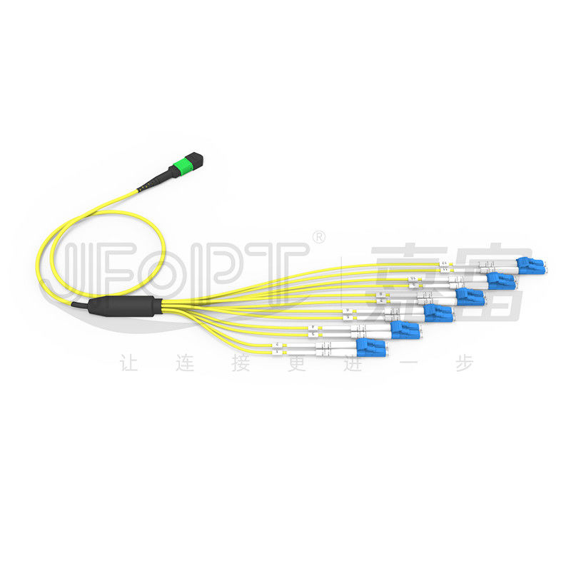 طراحی طول نامساوی MPO-LC محیط های پیچیده سیم کشی را سازگار می کند SM Breakout Cable 12 Fiber Customizable LC DX Patch Cord