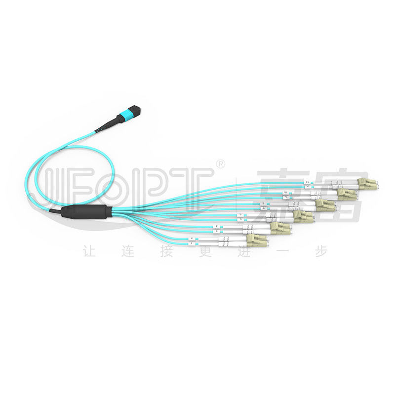 کابل MPO با اتصال LC 12 فیبر واحد OM3 OM4 MPO پایان LC پایان دوگانه