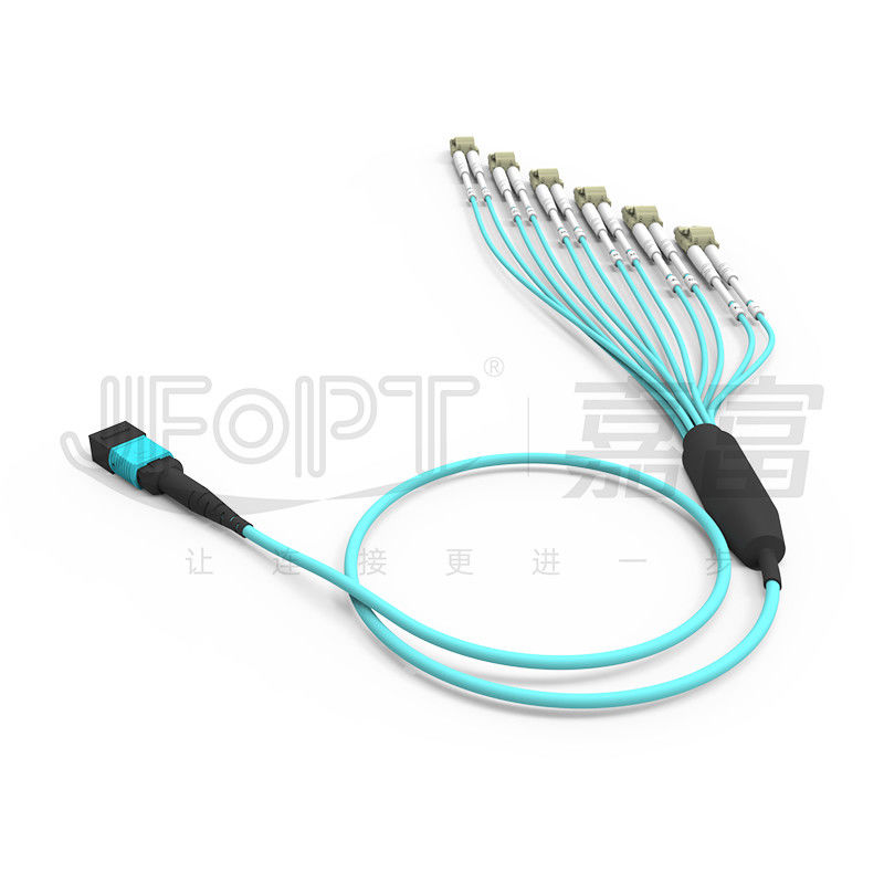 کابل MPO با اتصال LC 12 فیبر واحد OM3 OM4 MPO پایان LC پایان دوگانه