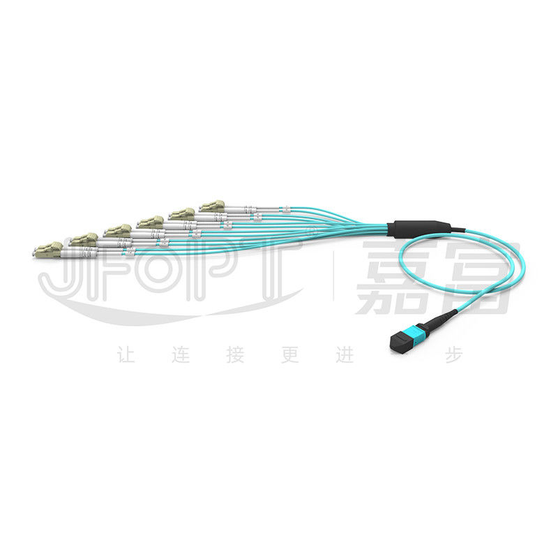کابل MPO با اتصال LC 12 فیبر واحد OM3 OM4 MPO پایان LC پایان دوگانه