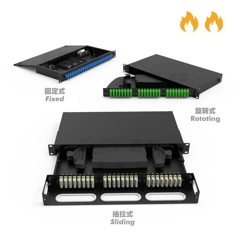 سینی فیوژن Splice Rack Mount Fiber Patch Panel پوشش اسپری الکترواستاتیک سینی چرخش