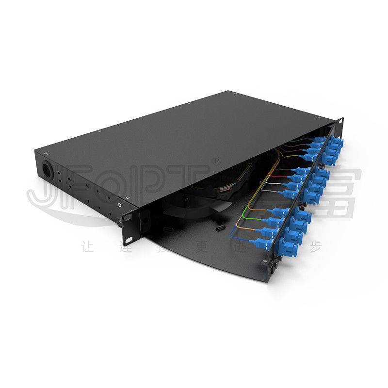 FTTZ FTTB 1U طراحی چرخش فیوژن Splice Tray 12/24/48/96 هسته های پانل فیبر پیچ فولاد سرد رول ریک نصب کابینت