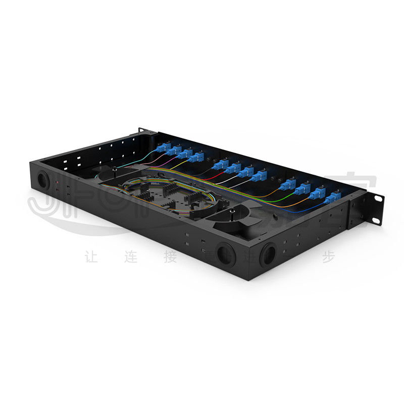 FTTZ FTTB 1U طراحی چرخش فیوژن Splice Tray 12/24/48/96 هسته های پانل فیبر پیچ فولاد سرد رول ریک نصب کابینت